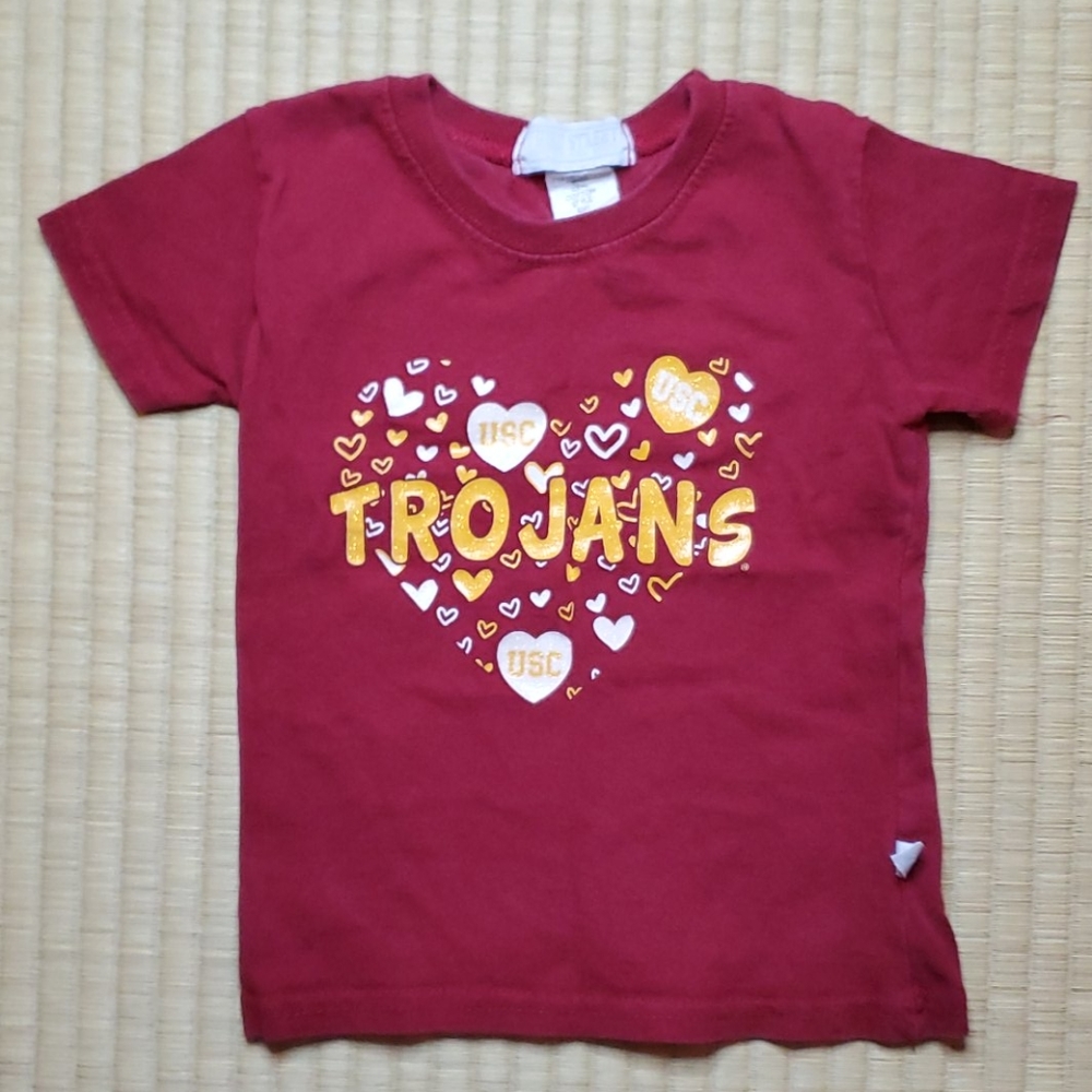 USC Trojans Heart-Glitter-Graphic T-Shirt, 2T
